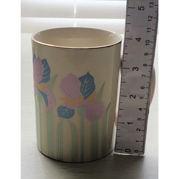 CUP/MUG -OTAGIRI-Japan-Pink Blue Iris Flower-Gold Trim - Picture 15 of 15